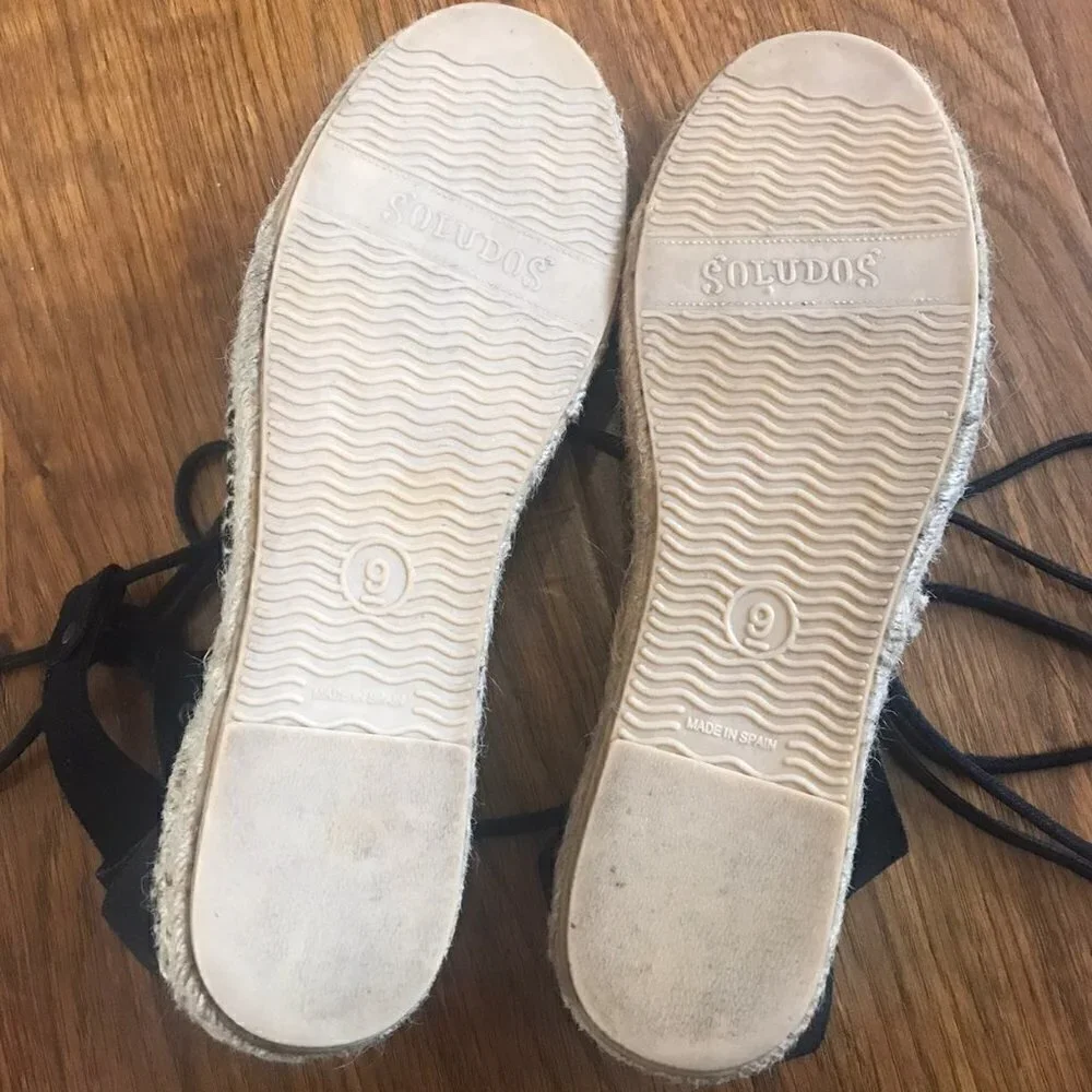 soludos black suede espadrille sandals
